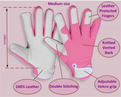 Leather Garden glove medium size guide
