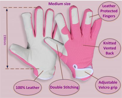 Leather Garden glove medium size guide