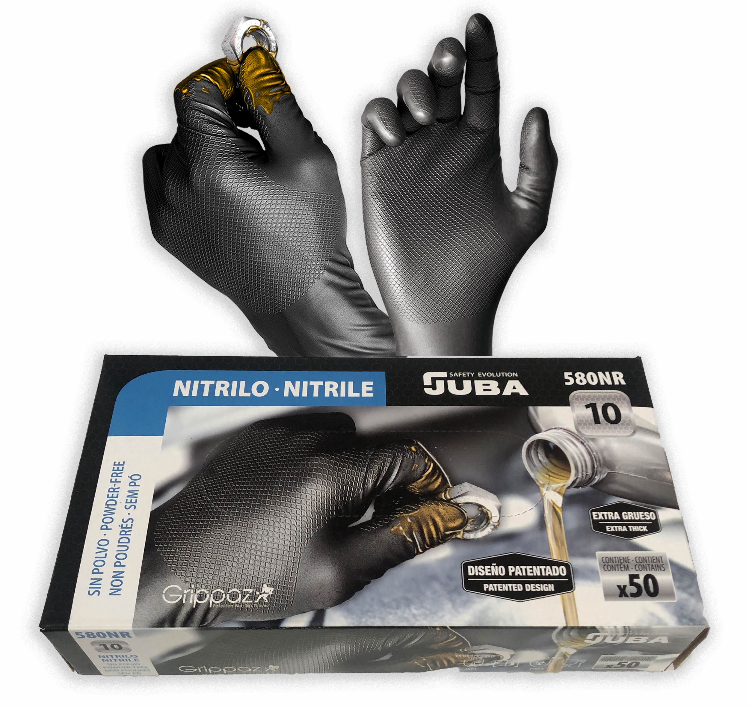 Grippaz Nitrile Fish Scale Black Gloves - (Juba)